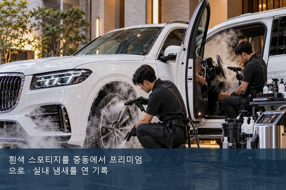 흰색 스포티지를 중동에서 프리미엄으로 · 실내 냄새를 연 기록